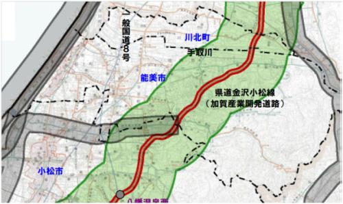 加賀産業開発道路沿線地域図