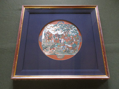 彩色金襴飲中八仙図陶板
