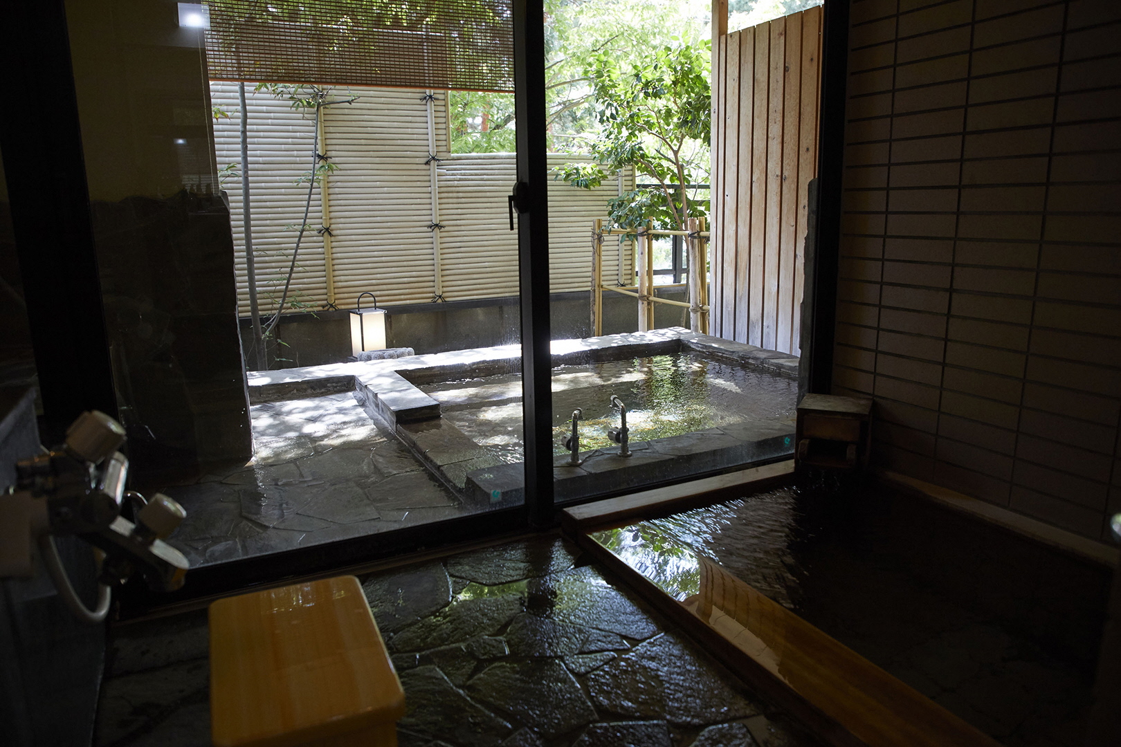 an open-air bath in the room