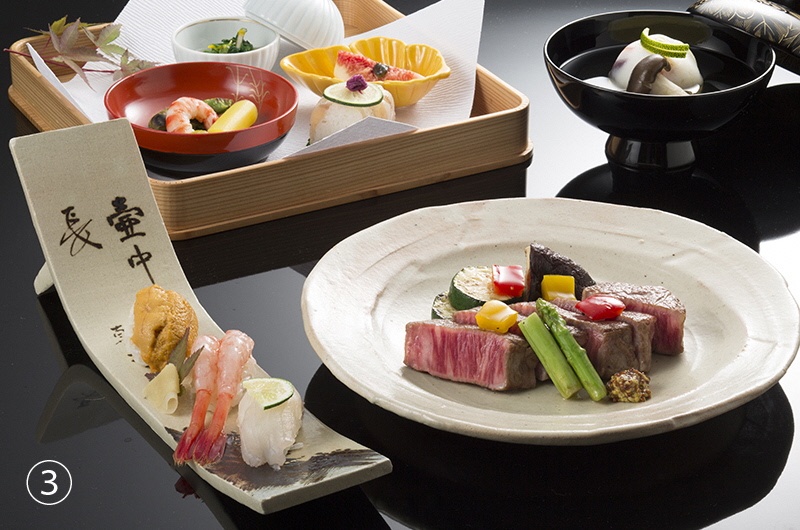 Zeitaku Kaiseki with Sushi and Wagyu Fillet Steak