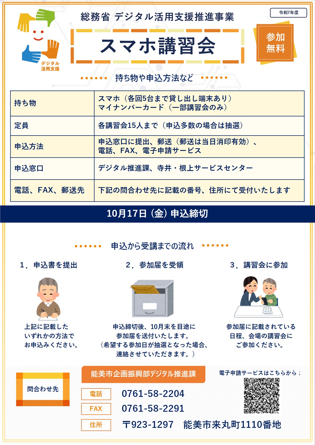 スマホ教室のチラシ　裏面